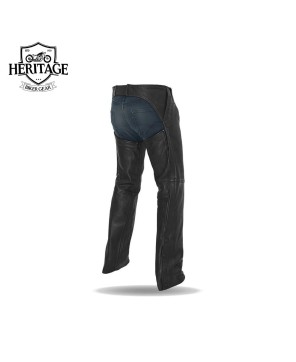 Heritage Biker Gear® Unisex Platinum Cowhide Motorcycle Leather Chaps - Premium Quality