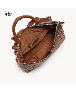 Leather Sew Small Backpack with Trendy Design