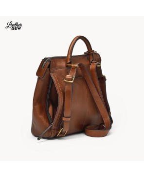 Leather Sew Small Backpack with Trendy Design