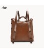 Leather Sew Brown Leather Women Backpack