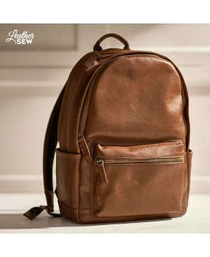 Classic Brown Leather Backpack - Stylish & Functional