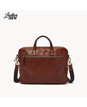 Executive Leather Workbag: Dual Zip Design by Leather Sew