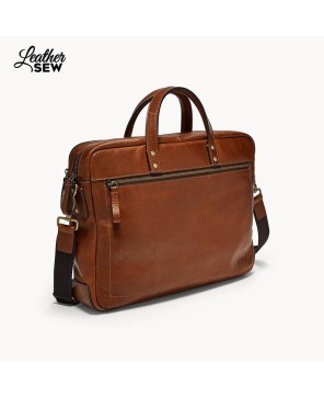 Executive Leather Workbag: Dual Zip Design by Leather Sew