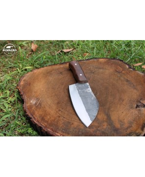 Almazan Handmade Bushcraft Knife Carbon Steel with Wood Handle