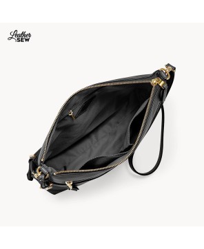 Black Leather Large Crossbody Bag