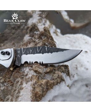 Handmade Carbon Steel Folding Knife with Ram Horn Handle