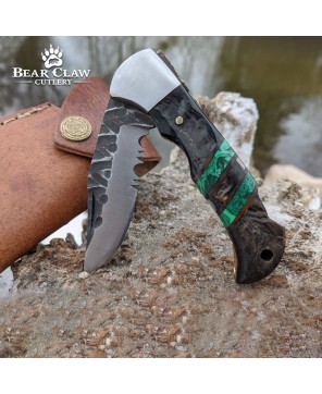 Handmade Carbon Steel Folding Knife with Ram Horn Handle