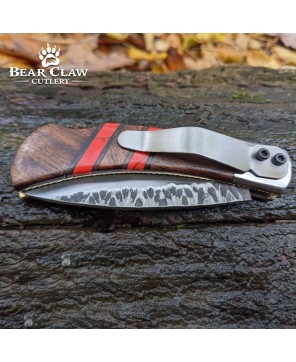 Handmade Carbon Steel Folding Knife with Rosewood Handle