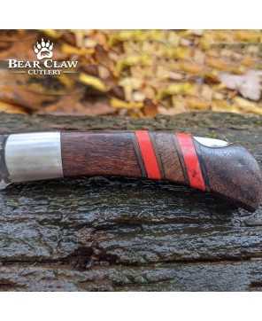 Handmade Carbon Steel Folding Knife with Rosewood Handle