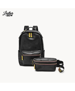 Classic Black Leather Backpack for Men - Stylish & Eco-Friendly