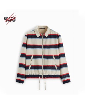 Contrast Strip Zip Up Jacket