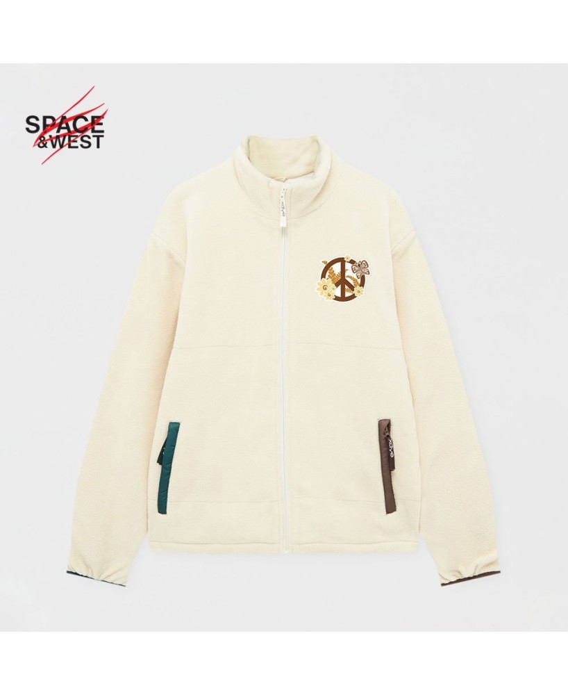 White Peace Fleece Fashion Jacket