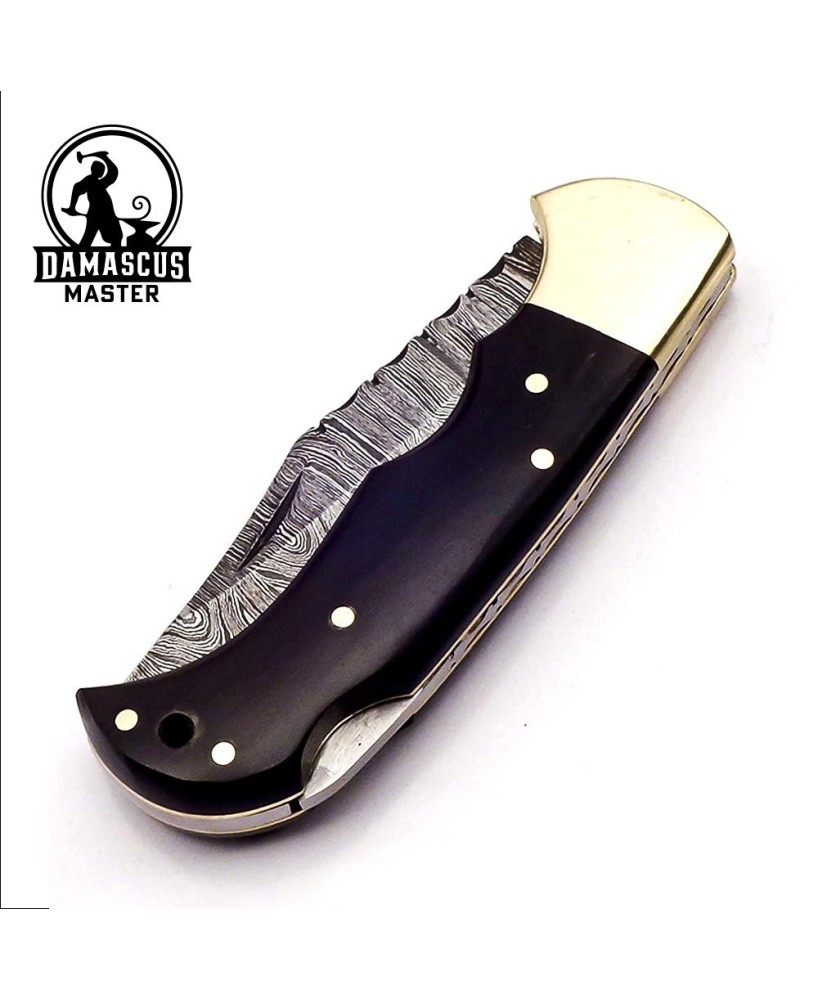 6.5 Inch Handmade Damascus Pocket knife for Men Folding Knife with back lock