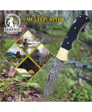 6.5 Inch Handmade Damascus Pocket knife for Men Folding Knife with back lock