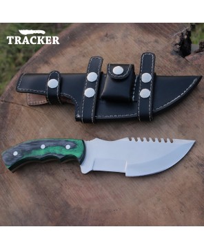 Handmade Stainless Steel Tracker Knife - Color Wood Handle