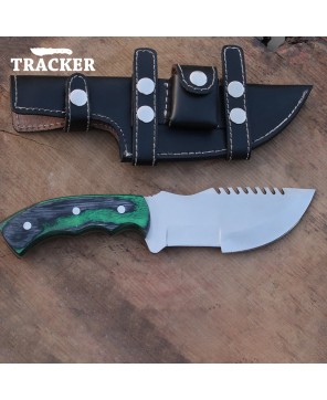 Handmade Stainless Steel Tracker Knife - Color Wood Handle