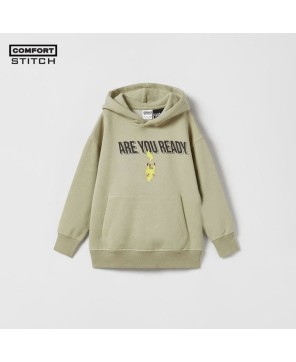 Pikachu Pullover Hoodie - Light Khaki Pokémon TM Print