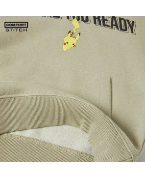 Pikachu Pullover Hoodie - Light Khaki Pokémon TM Print