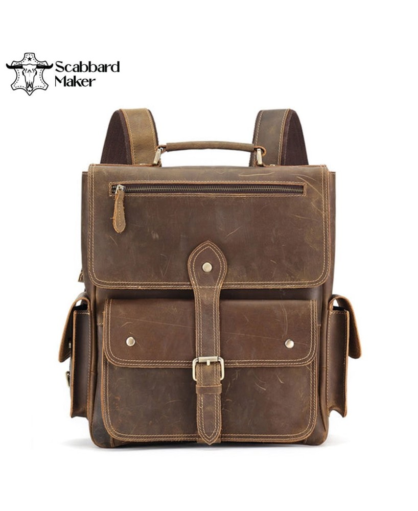 The Quad Genuine Leather Backpack.