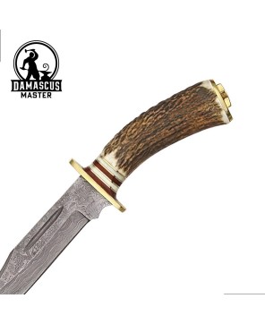 Skinner Fixed Blade Knife with Round Design Genuine Stag Handle