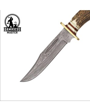 Skinner Fixed Blade Knife with Round Design Genuine Stag Handle