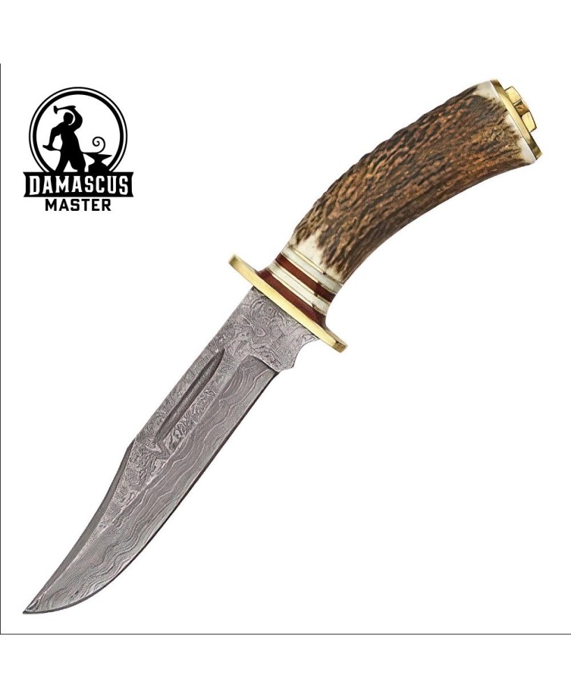 Skinner Fixed Blade Knife with Round Design Genuine Stag Handle