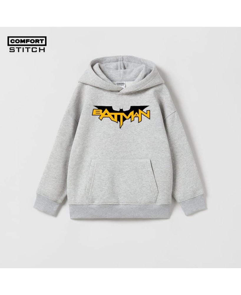 Batman Logo Print Hoodie - Grey