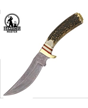 Mountain Hunter Fixed Blade Knife with Round Design Stag Handle