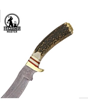 Mountain Hunter Fixed Blade Knife with Round Design Stag Handle