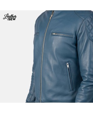 Blue Sheepskin Leather Jacket