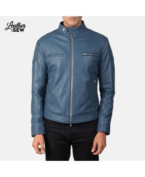 Blue Sheepskin Leather Jacket