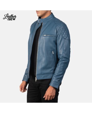 Blue Sheepskin Leather Jacket