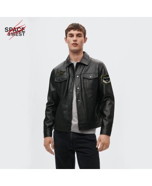 Military Faux Leather Jacket