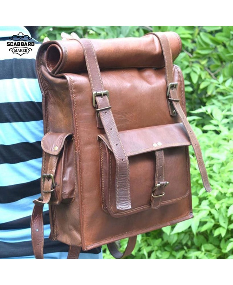 The Rolltop Genuine Leather Backpack.