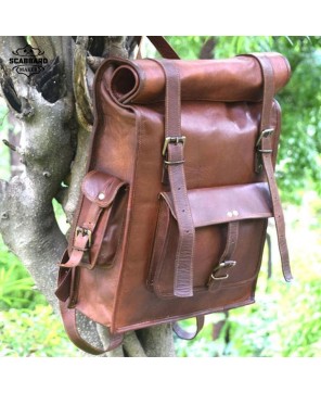 The Rolltop Genuine Leather Backpack.