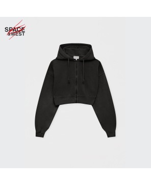 Basic Cropped Zip Up Hoodie