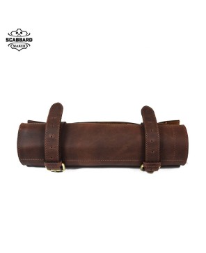 The Leather Chef Knife Roll Walnut 7 Slot - Premium Buffalo Leather