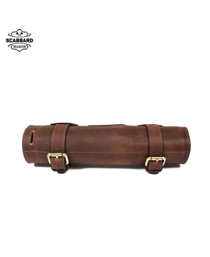 The Leather Chef Knife Roll Walnut 7 Slot - Premium Buffalo Leather