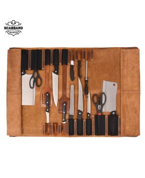 Vicenza Leather Knife Roll - Caramel Brown