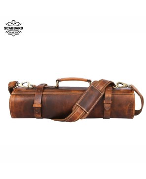 Vicenza Leather Knife Roll - Caramel Brown