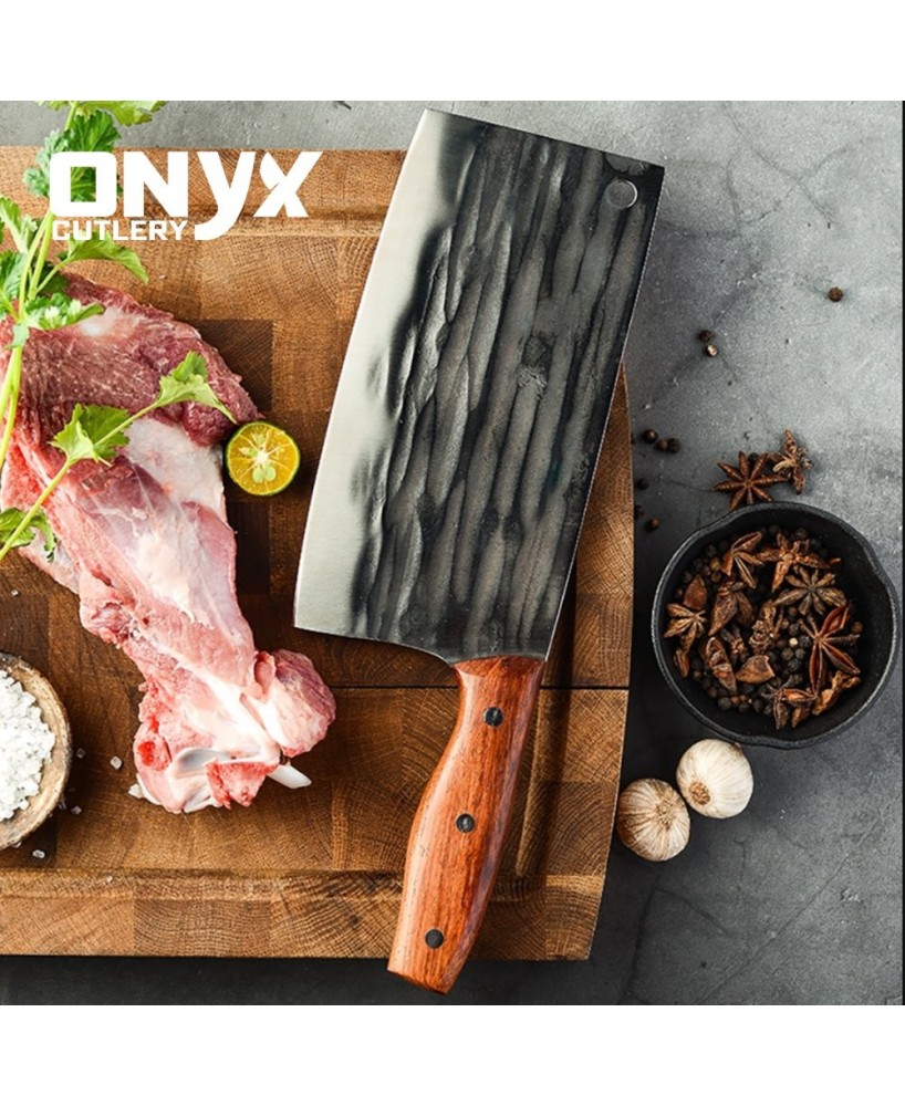 Cleaver Knife Handmade Carbon Steel Bone Cooking Tool by Onyx Cutlery