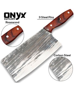 Cleaver Knife Handmade Carbon Steel Bone Cooking Tool by Onyx Cutlery