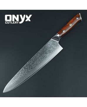 Custom  Handmade Damascus Steel Kitchen Sharp Knife by Onyx Cutlery