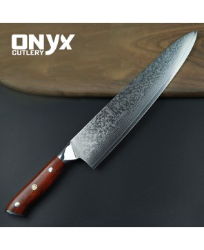 Custom  Handmade Damascus Steel Kitchen Sharp Knife by Onyx Cutlery