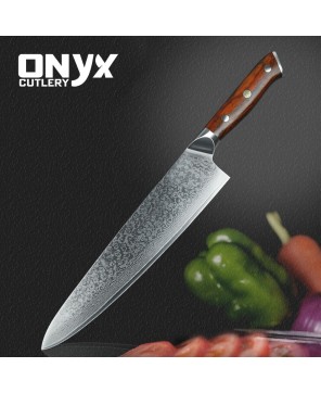 Custom  Handmade Damascus Steel Kitchen Sharp Knife by Onyx Cutlery