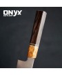 Custom Handmade Blackwood / Amboyna Burl / Brass and Onyx spacer by Onyx Cutlery