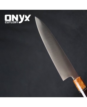 Custom Handmade Blackwood / Amboyna Burl / Brass and Onyx spacer by Onyx Cutlery