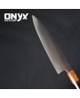 Custom Handmade Blackwood / Amboyna Burl / Brass and Onyx spacer by Onyx Cutlery