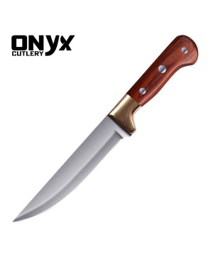 Chef's Knife Carbon Stainless Steel Kitchen Knife with Pear Tree Handle 5.5 Inch by Onyx Cutlery