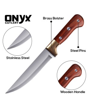 Chef's Knife Carbon Stainless Steel Kitchen Knife with Pear Tree Handle 5.5 Inch by Onyx Cutlery